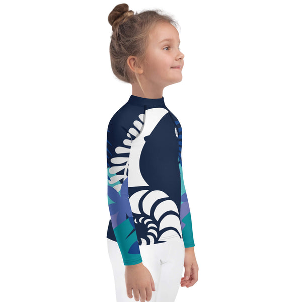 droite - Lycra Manche Longue UPF50 Enfant 2-7 Bleu Marine - Couleurs Lagon