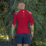 Couleurs Lagon - Lycra Rashguard Homme UV50+ CARMIN FLORALE HIBISCUS II