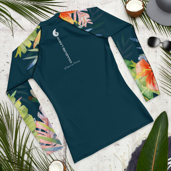 Couleurs Lagon - Lycra Rashguard Homme UV50+ SAPIN FLORALE HIBISCUS II
