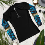 dos a plat - Lycra Compression Homme UV50+ NOIR Manchette Benitier Bleu 2 - Couleurs Lagon