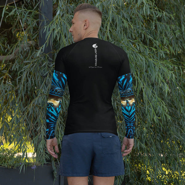 dos sapin - Lycra Compression Homme UV50+ NOIR Manchette Benitier Bleu 2 - Couleurs Lagon