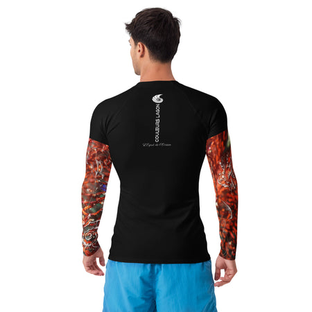 dos - Lycra Compression Homme UV50+ NOIR Manchette Gorgone Rouge - Couleurs Lagon