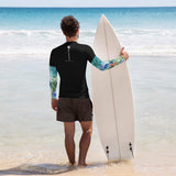dos surf plage - Lycra Compression Homme UV50+ NOIR Manchette Algues & Meduses - Couleurs Lagon