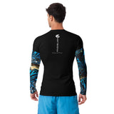 dos - Lycra Compression Homme UV50+ NOIR Manchette Benitier Bleu - Couleurs Lagon