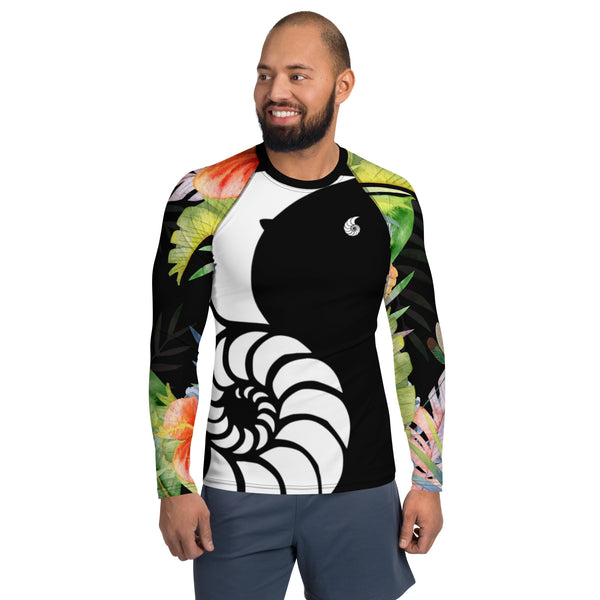 Couleurs Lagon - Lycra Rashguard Homme UV50+ NOIR FLORALE HIBISCUS