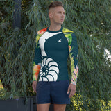 Couleurs Lagon - Lycra Rashguard Homme UV50+ BLEU NUIT FLORALE HIBISCUS