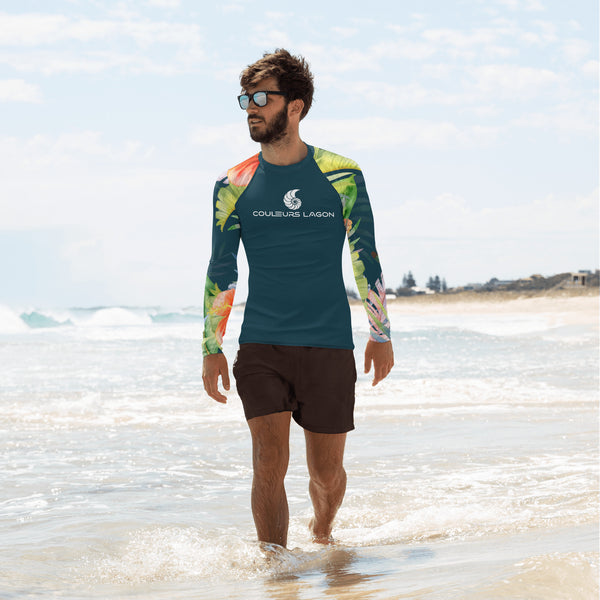Couleurs Lagon - Lycra Rashguard Homme UV50+ SAPIN FLORALE HIBISCUS II