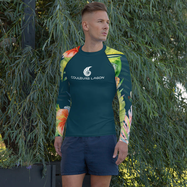 Couleurs Lagon - Lycra Rashguard Homme UV50+ SAPIN FLORALE HIBISCUS II