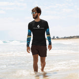 avant plage - Lycra Compression Homme UV50+ NOIR Manchette Benitier Bleu 2 - Couleurs Lagon