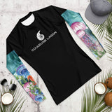 avant à plat - Lycra Compression Homme UV50+ NOIR Manchette Algues & Meduses - Couleurs Lagon