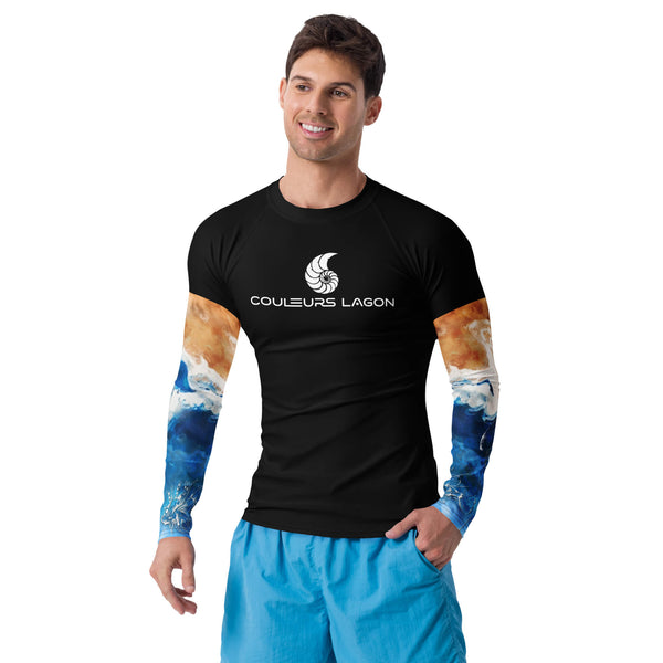 av  - Lycra Compression Homme UV50+ NOIR Manchette Ocean - Couleurs Lagon