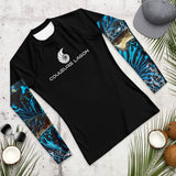 av a plat - Lycra Compression Homme UV50+ NOIR Manchette Benitier Bleu - Couleurs Lagon