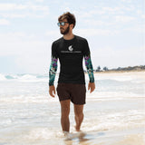 avant plage - Lycra Compression Homme UV50+ NOIR Manchette Orchidee - Couleurs Lagon