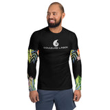 avant - Lycra Compression Homme UV50+ NOIR Manchette Hibiscus - Couleurs Lagon