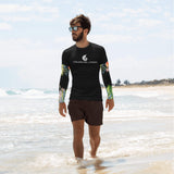 avant plage - Lycra Compression Homme UV50+ NOIR Manchette Hibiscus - Couleurs Lagon