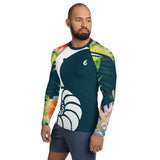 Couleurs Lagon - Lycra Rashguard Homme UV50+ BLEU NUIT FLORALE HIBISCUS