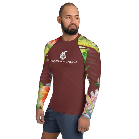 Couleurs Lagon - Lycra Rashguard Homme UV50+ TERRE FLORALE HIBISCUS II