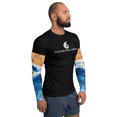 avant D - Lycra Compression Homme UV50+ NOIR Manchette Ocean - Couleurs Lagon