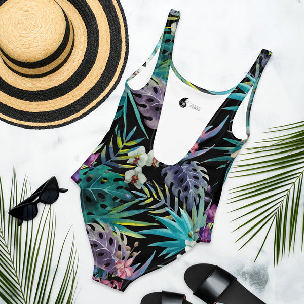 Maillot de Bain 1 Pièce Couleurs Lagon NOIR FLORALE COLEOPTERE