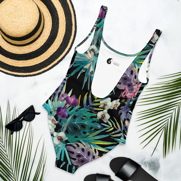 Maillot de Bain 1 Pièce Couleurs Lagon NOIR FLORALE LIBELLULE