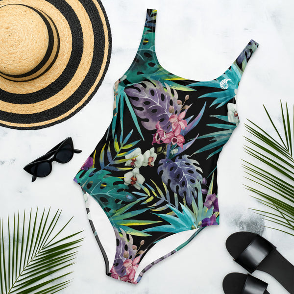 Maillot de Bain 1 Pièce Couleurs Lagon NOIR FLORALE COLEOPTERE