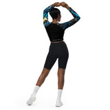 dos avec cycliste - Crop Top Lycra Femme Manche Longue Recyclé SPF50 Béniter Bleu - Couleurs Lagon