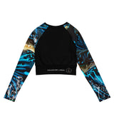 dos a plat - Crop Top Lycra Femme Manche Longue Recyclé SPF50 Béniter Bleu - Couleurs Lagon