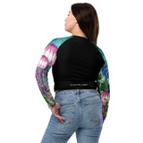 dos jean - Crop Top Lycra Femme Manche Longue Recyclé SPF50 Bleu Marine Meduse - Couleurs Lagon