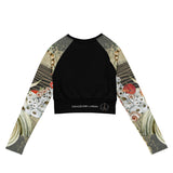 dos a plat - Crop Top Lycra Femme Manche Longue Recyclé SPF50 Marron Sable Coquillage - Couleurs Lagon