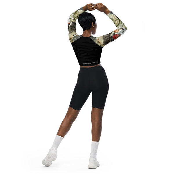 dos & shorty - Crop Top Lycra Femme Manche Longue Recyclé SPF50 Marron Sable Coquillage - Couleurs Lagon