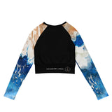 dos à plat - Crop Top Lycra Femme Manche Longue Recyclé SPF50 Marron Bleu Marine - Couleurs Lagon