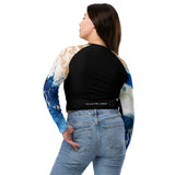 dos et jean - Crop Top Lycra Femme Manche Longue Recyclé SPF50 Marron Bleu Marine - Couleurs Lagon