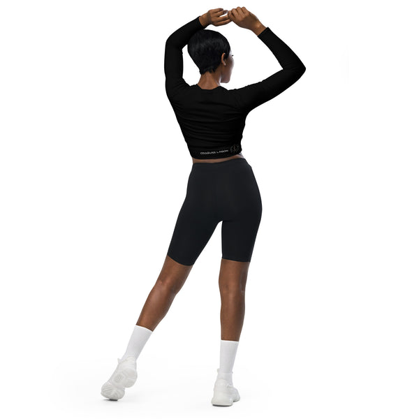 dos & shorty - Crop Top Lycra Femme Manche Longue Recyclé SPF50 Noir - Couleurs Lagon