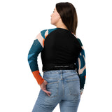 dos en jean - Crop Top Lycra Femme Manche Longue Recyclé SPF50 Florale Frangipanier - Couleurs Lagon