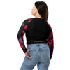 dos en jean - Crop Top Lycra Femme Manche Longue Recyclé SPF50 Noir Hibiscus - Couleurs Lagon