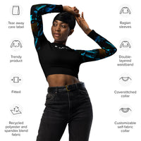 caracteristiques - Crop Top Lycra Femme Manche Longue Recyclé SPF50 Benitier Bleu 2 - Couleurs Lagon