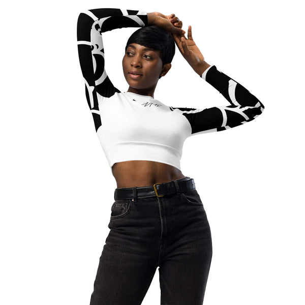 avant et jeans - Lycra MITI Crop Top Femme Caraco Recyclé UV50 Nautile Noir Ed Spe - Couleurs Lagon