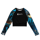 avant a plat - Crop Top Lycra Femme Manche Longue Recyclé SPF50 Béniter Bleu - Couleurs Lagon