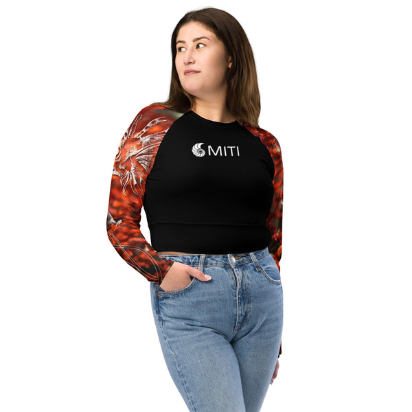 avant jean - Crop Top Lycra Femme Manche Longue Recyclé SPF50 Gorgone Rouge - Couleurs Lagon
