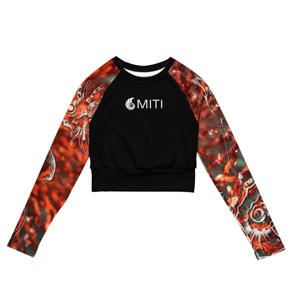 avant a plat - Crop Top Lycra Femme Manche Longue Recyclé SPF50 Gorgone Rouge - Couleurs Lagon