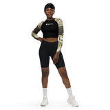 avant et shorty - Crop Top Lycra Femme Manche Longue Recyclé SPF50 Marron Sable Coquillage - Couleurs Lagon