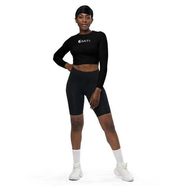 avant & shorty - Crop Top Lycra Femme Manche Longue Recyclé SPF50 Noir - Couleurs Lagon