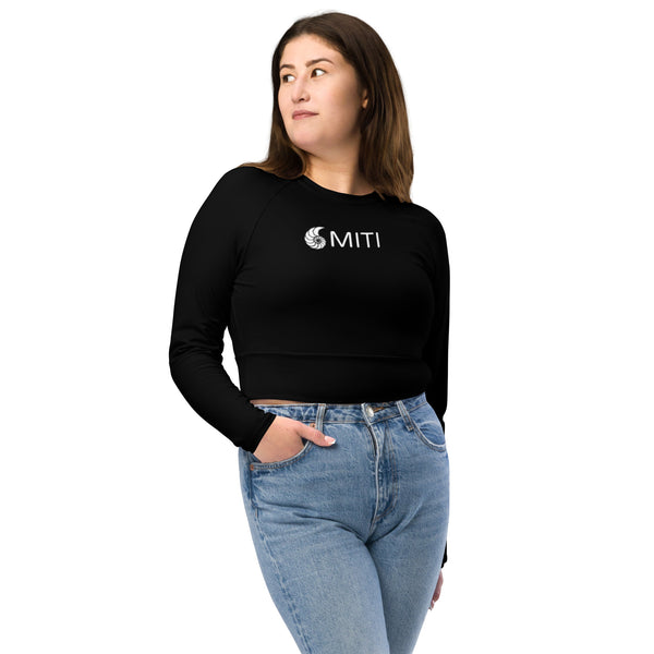 avant et jean - Crop Top Lycra Femme Manche Longue Recyclé SPF50 Noir - Couleurs Lagon