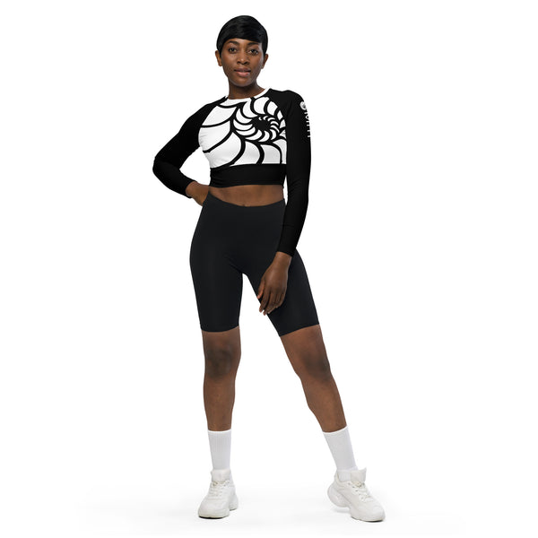 avant et shorty - Crop Top Lycra Femme Manche Longue Recyclé SPF50 Nautile Blanc 2 - Couleurs Lagon