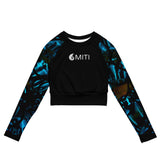 avant à plat - Crop Top Lycra Femme Manche Longue Recyclé SPF50 Benitier Bleu 2 - Couleurs Lagon
