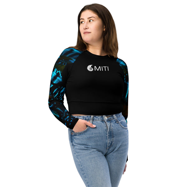 avant & jean - Crop Top Lycra Femme Manche Longue Recyclé SPF50 Benitier Bleu 2 - Couleurs Lagon