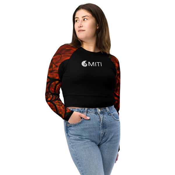 avant jean - Crop Top Lycra Femme Manche Longue Recyclé SPF50 Gorgone Rouge 2 - Couleurs Lagon
