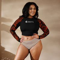 avant grande taille - Crop Top Lycra Femme Manche Longue Recyclé SPF50 Gorgone Rouge 2 - Couleurs Lagon