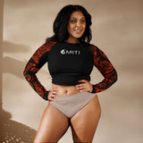 avant grande taille - Crop Top Lycra Femme Manche Longue Recyclé SPF50 Gorgone Rouge 2 - Couleurs Lagon