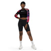 avant en shorty - Crop Top Lycra Femme Manche Longue Recyclé SPF50 Noir Hibiscus - Couleurs Lagon